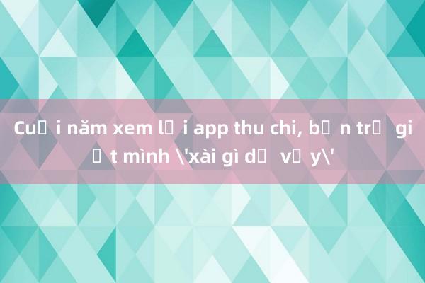 Cuối năm xem lại app thu chi， bạn trẻ giật mình 'xài gì dữ vậy'